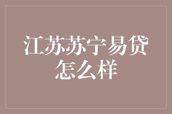 江苏苏宁易贷怎么样