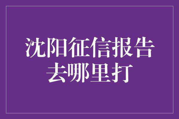 沈阳征信报告去哪里打