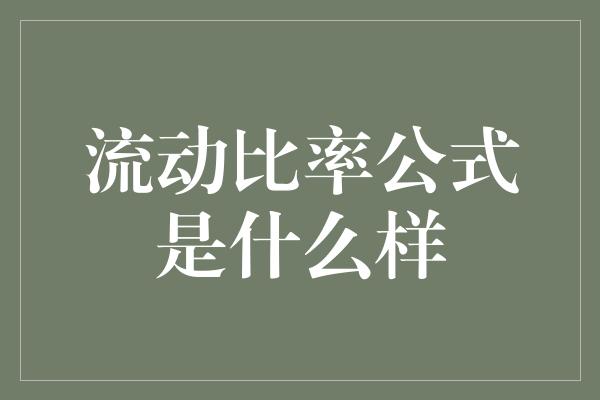 流动比率公式是什么样