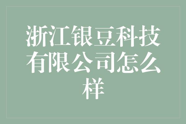 浙江银豆科技有限公司怎么样