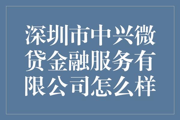 深圳市中兴微贷金融服务有限公司怎么样