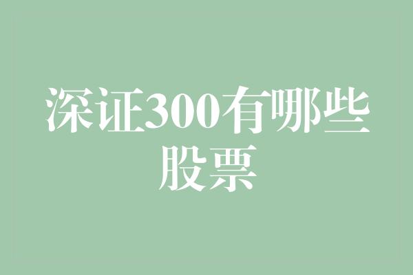 深证300有哪些股票