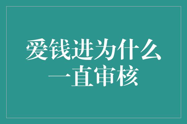 爱钱进为什么一直审核