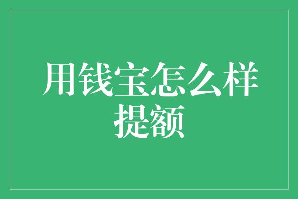 用钱宝怎么样提额