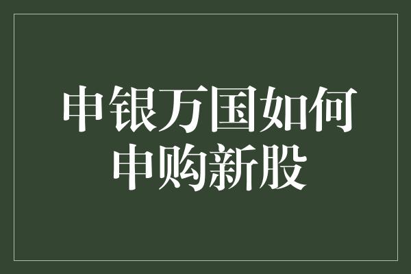 申银万国如何申购新股