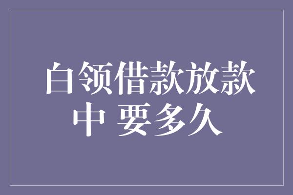 白领借款放款中 要多久