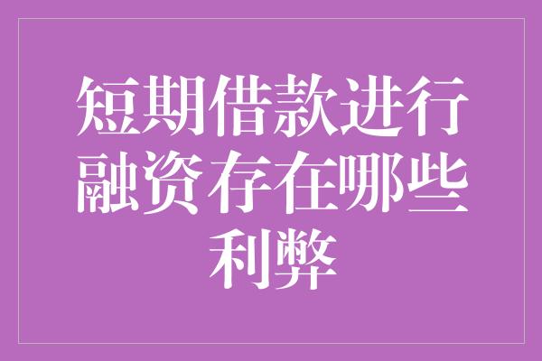 短期借款进行融资存在哪些利弊