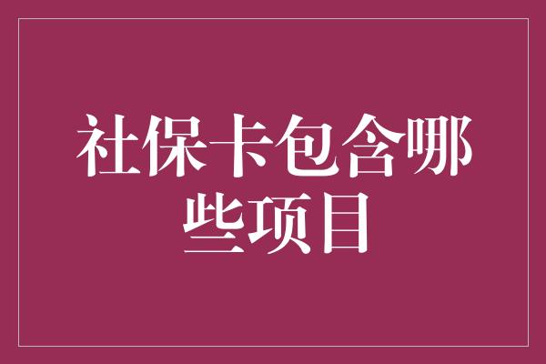 社保卡包含哪些项目