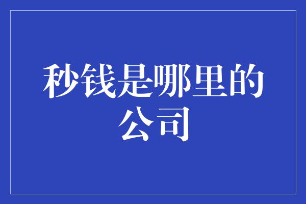 秒钱是哪里的公司