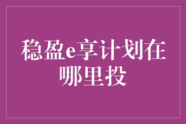 稳盈e享计划在哪里投