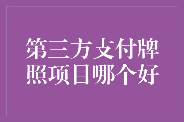 第三方支付牌照项目哪个好