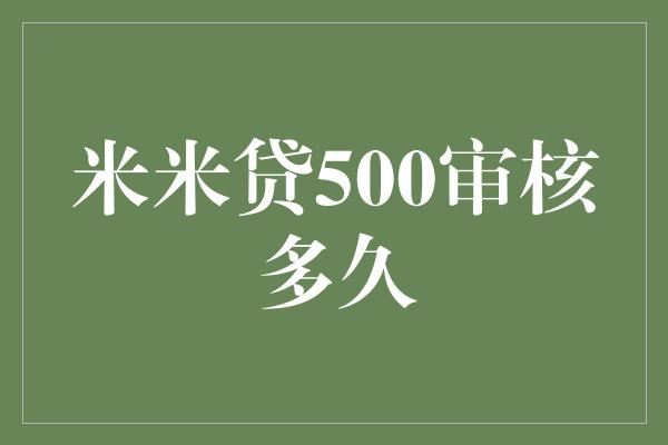 米米贷500审核多久