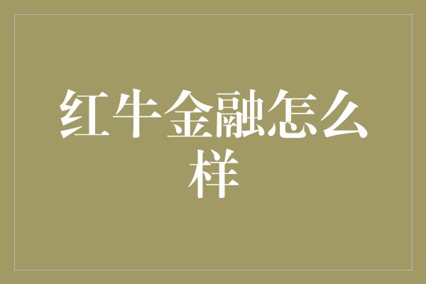 红牛金融怎么样