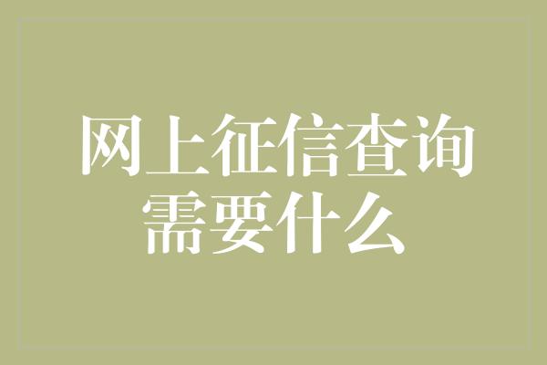 网上征信查询需要什么