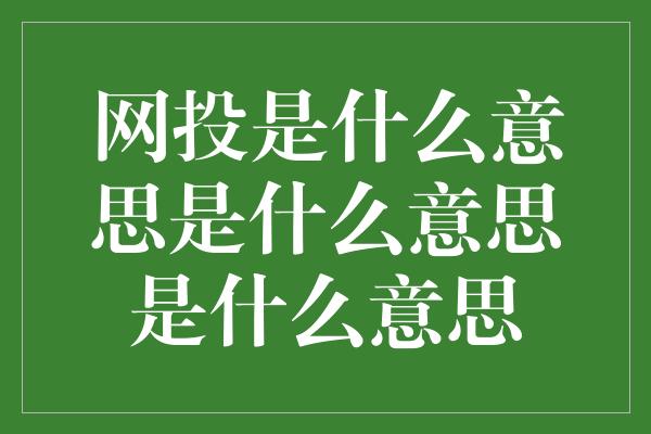 网投是什么意思是什么意思是什么意思