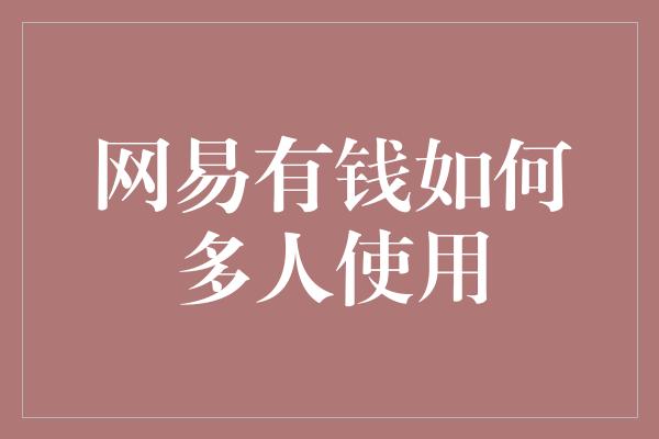 网易有钱如何多人使用