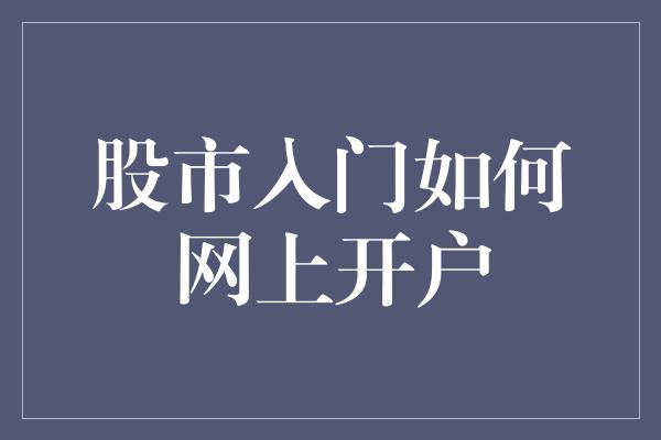 股市入门如何网上开户