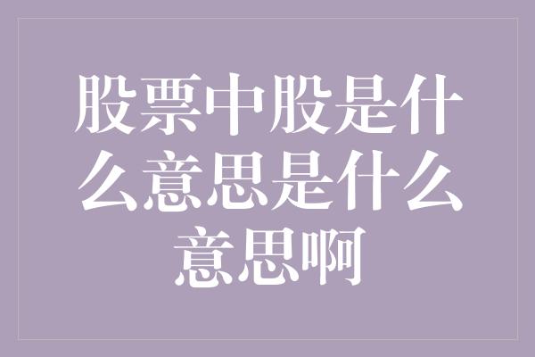 股票中股是什么意思是什么意思啊