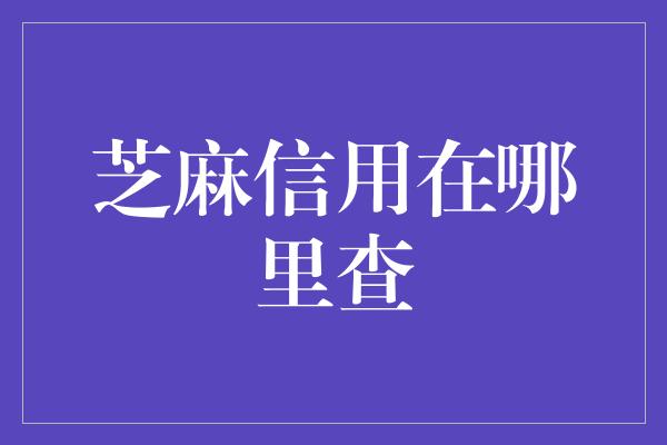 芝麻信用在哪里查