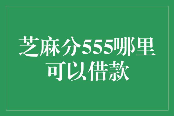 芝麻分555哪里可以借款