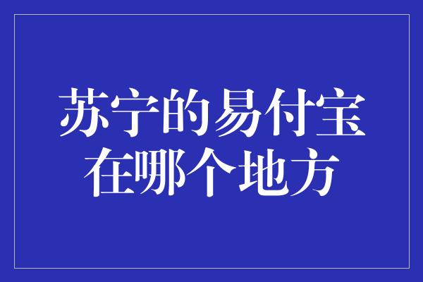 苏宁的易付宝在哪个地方