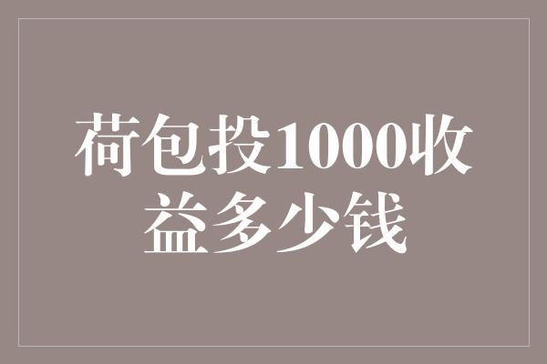 荷包投1000收益多少钱