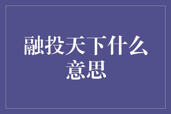 融投天下什么意思