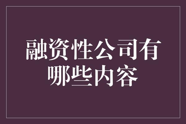 融资性公司有哪些内容