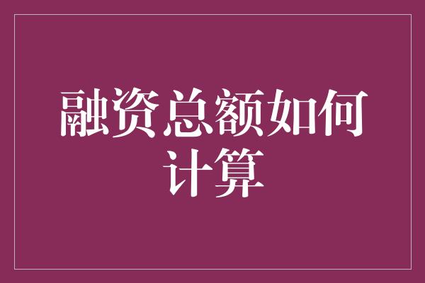 融资总额如何计算