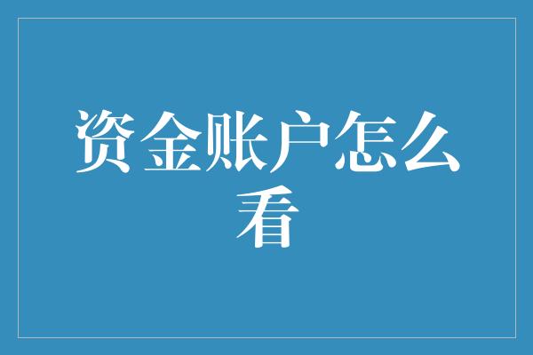 资金账户怎么看