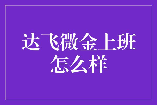 达飞微金上班怎么样