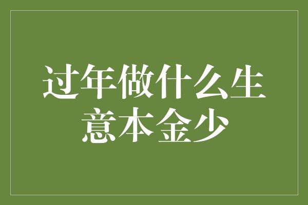 过年做什么生意本金少