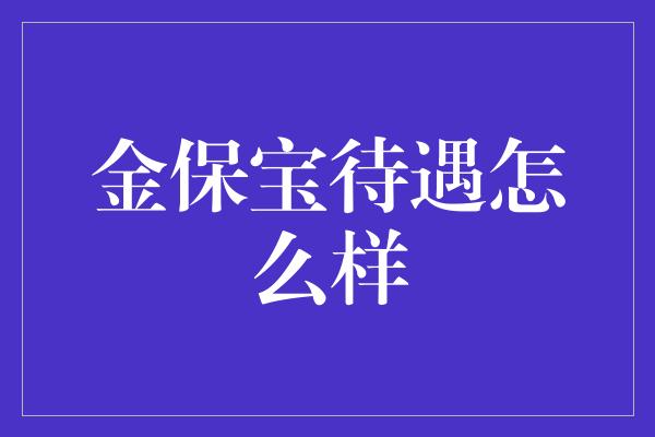 金保宝待遇怎么样