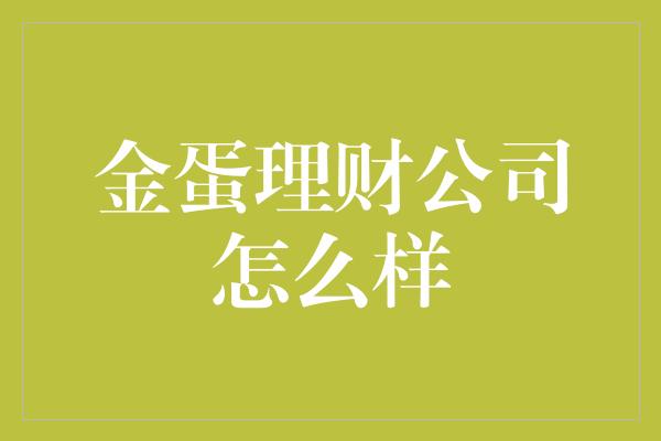 金蛋理财公司怎么样