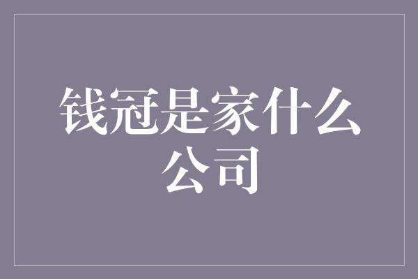 钱冠是家什么公司