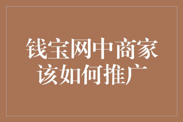 钱宝网中商家该如何推广