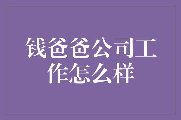 钱爸爸公司工作怎么样