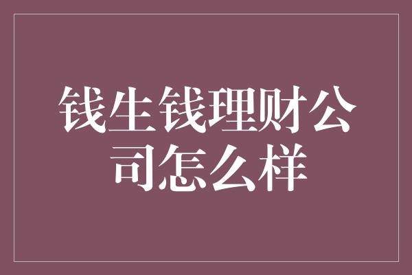 钱生钱理财公司怎么样