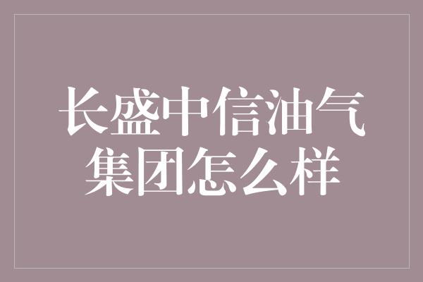 长盛中信油气集团怎么样