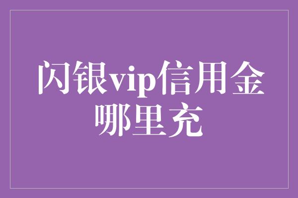 闪银vip信用金哪里充