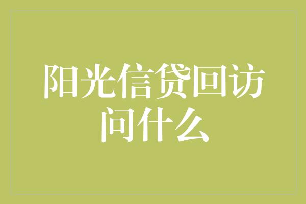 阳光信贷回访问什么