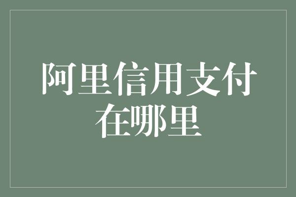 阿里信用支付在哪里