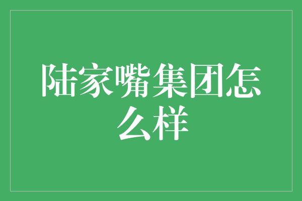 陆家嘴集团怎么样