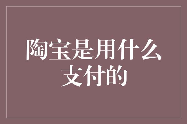 陶宝是用什么支付的