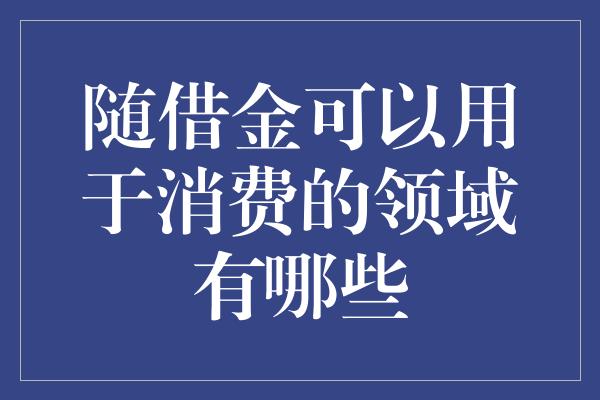 随借金可以用于消费的领域有哪些