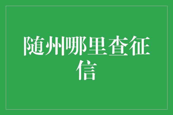 随州哪里查征信