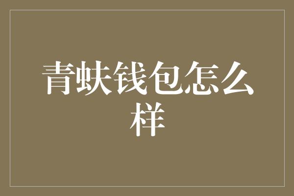 青蚨钱包怎么样