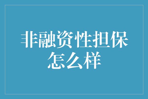 非融资性担保怎么样