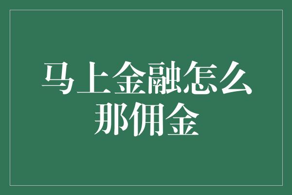 马上金融怎么那佣金