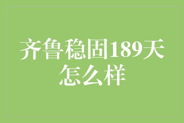 齐鲁稳固189天怎么样